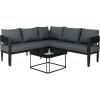SAFAVIEH Outdoor Patio Furniture Collection – Viola Black & Grey Corner Set with Table, Modern Steel & Rope Sectional Sofa (PAT7754B)(Black/Grey)