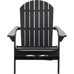 SAFAVIEH Outdoor – Eden Adirondack Chair – White Solid Wood – Weather Resistant – Ideal for Patio, Deck, Porch, Backyard, 17.5″ Seat Height (PAT6000E)(Black)