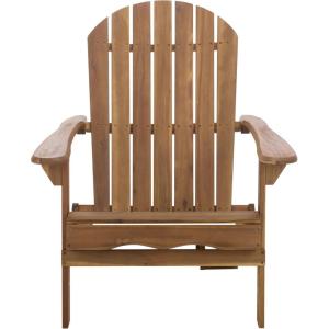 SAFAVIEH Outdoor – Eden Adirondack Chair – White Solid Wood – Weather Resistant – Ideal for Patio, Deck, Porch, Backyard, 17.5″ Seat Height (PAT6000E)(Teak)