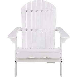 SAFAVIEH Outdoor – Eden Adirondack Chair – White Solid Wood – Weather Resistant – Ideal for Patio, Deck, Porch, Backyard, 17.5″ Seat Height (PAT6000E)(White)