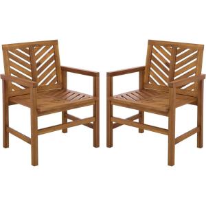 SAFAVIEH Outdoor – Mika Chair Set of 2 – Natural Solid Wood – Weather Resistant – Ideal for Patio, Deck, Backyard, 25.8″ W x 23.35″ D x 34.65″ H (PAT7335A-SET2)(Natural)