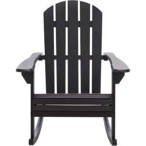 SAFAVIEH Outdoor – Stowe Adirondack Rocking Chair – Teak-Brown Solid Wood – Weather Resistant – Ideal for Patio, Deck, Porch, Backyard, 18.3″ Seat Height (PAT6001A)(Black)