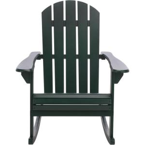 SAFAVIEH Outdoor – Stowe Adirondack Rocking Chair – Teak-Brown Solid Wood – Weather Resistant – Ideal for Patio, Deck, Porch, Backyard, 18.3″ Seat Height (PAT6001A)(Green)