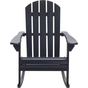 SAFAVIEH Outdoor – Stowe Adirondack Rocking Chair – Teak-Brown Solid Wood – Weather Resistant – Ideal for Patio, Deck, Porch, Backyard, 18.3″ Seat Height (PAT6001A)(Midnight Blue)