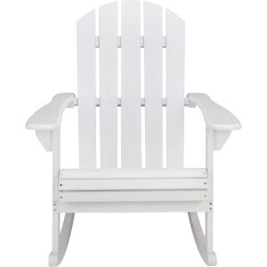 SAFAVIEH Outdoor – Stowe Adirondack Rocking Chair – Teak-Brown Solid Wood – Weather Resistant – Ideal for Patio, Deck, Porch, Backyard, 18.3″ Seat Height (PAT6001A)(White)
