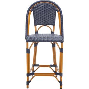 SAFAVIEH Outdoor Collection California White Bistro Woven Coastal 25-inch Counter Stool (Fully Assembled)(Navy)