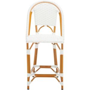 SAFAVIEH Outdoor Collection California White Bistro Woven Coastal 25-inch Counter Stool (Fully Assembled)(White)