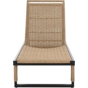 SAFAVIEH Outdoor Patio Furniture Collection – Arman Black Metal & Heather Tan Rope Chaise Lounge Chair, 6 Reclining Positions, No Cushion (PAT7548A)(Black/Heather Tan)