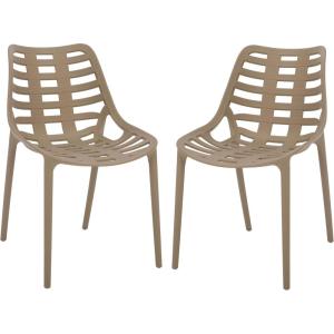 SAFAVIEH Outdoor Patio Furniture Collection – Fufa Beige Dining Chair Set of 2, Fully Assembled Outdoor Chairs, Modern Open-Back Design, Weather-Resistant Patio Seating (PAT4700B-SET2)(Beige)
