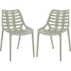 SAFAVIEH Outdoor Patio Furniture Collection – Fufa Beige Dining Chair Set of 2, Fully Assembled Outdoor Chairs, Modern Open-Back Design, Weather-Resistant Patio Seating (PAT4700B-SET2)(Green)