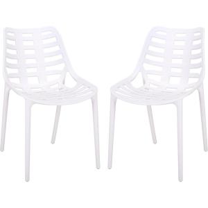 SAFAVIEH Outdoor Patio Furniture Collection – Fufa Beige Dining Chair Set of 2, Fully Assembled Outdoor Chairs, Modern Open-Back Design, Weather-Resistant Patio Seating (PAT4700B-SET2)(White)