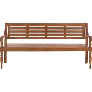 SAFAVIEH Outdoor Patio Furniture Collection – Kanger Natural Solid Wood Bench, Classic Slat Design, Durable Outdoor Seating (PAT7332A)(Natural)
