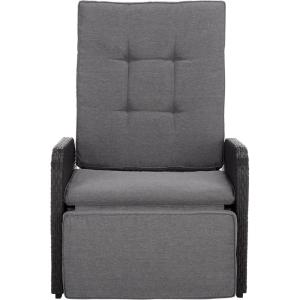 SAFAVIEH Outdoor Patio Furniture Collection – Millman Weather-Resistant Recliner Chair, Adjustable Backrest & Cushioned Seat (PAT6906)(Black/Grey)