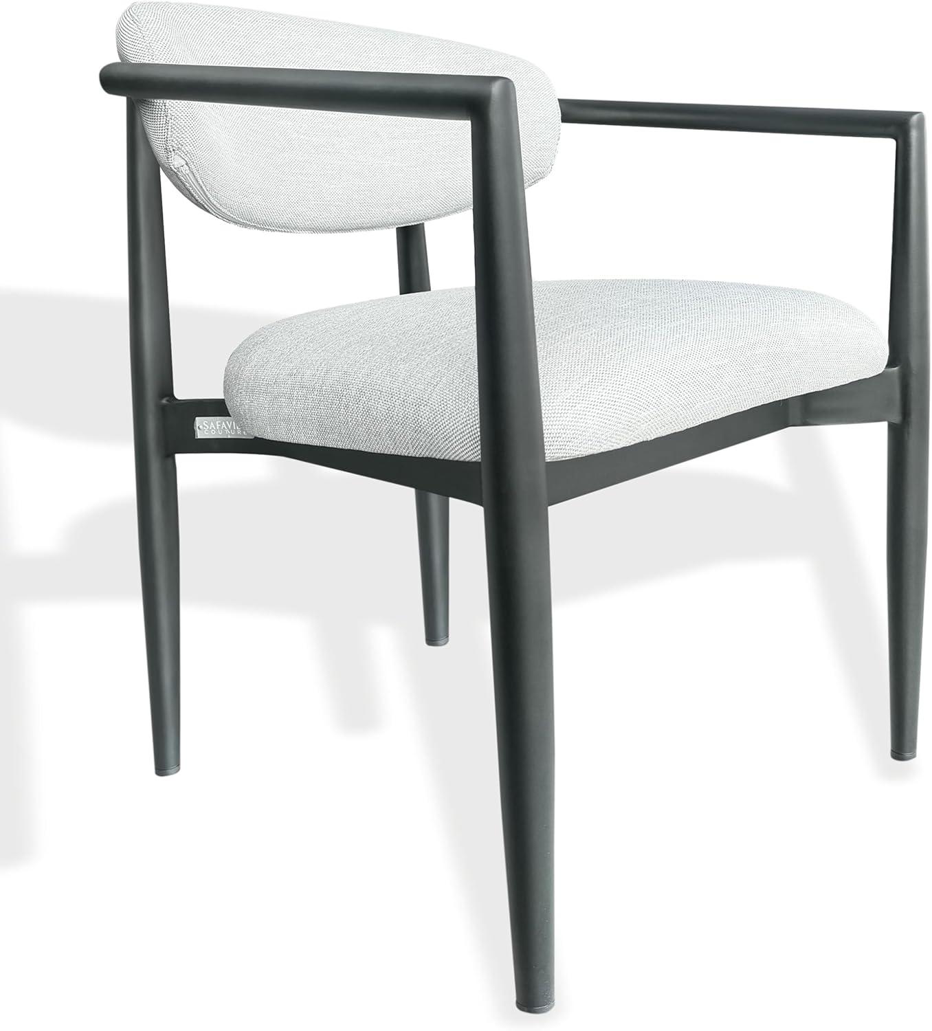 image:imageSAFAVIEH Couture Outdoor Bethlyn Dining Chair Black amp Beige Aluminum Weather Resistant Fully Assembled Ideal for Patio Deck Backyard 19 Seat Height CPT4022ABlackBeige
