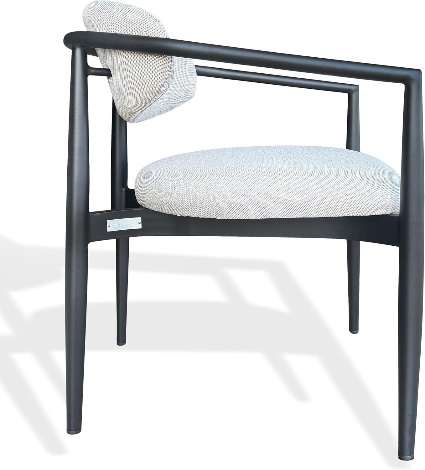 image:imageSAFAVIEH Couture Outdoor Bethlyn Dining Chair Black amp Beige Aluminum Weather Resistant Fully Assembled Ideal for Patio Deck Backyard 19 Seat Height CPT4022ABlackBeige