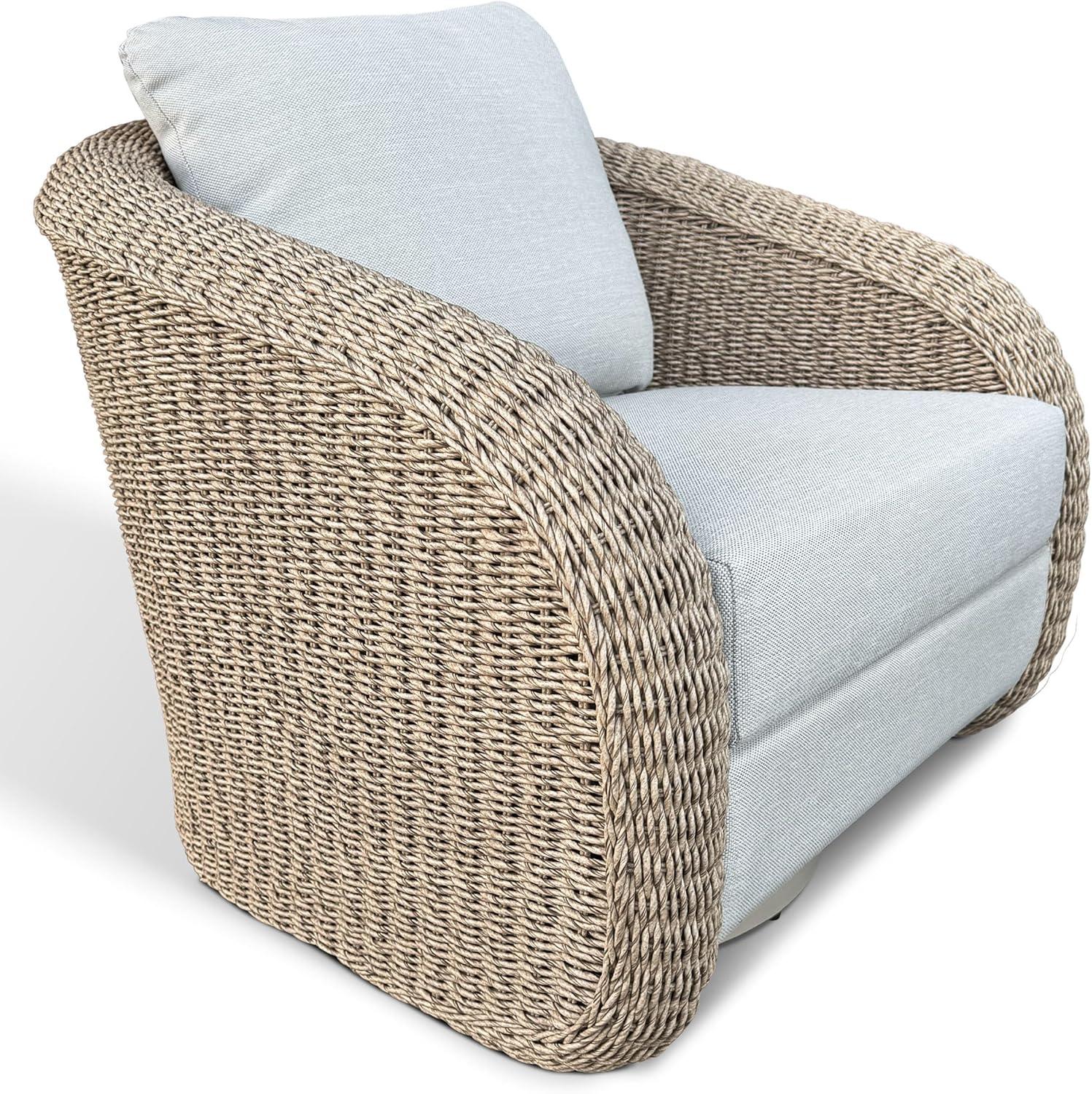 image:imageSAFAVIEH Couture Outdoor Jilina Swivel Accent Chair Natural amp Beige Aluminum Weather Resistant Fully Assembled Ideal for Patio Deck Backyard 17 Seat Height CPT4013ANaturalBeige