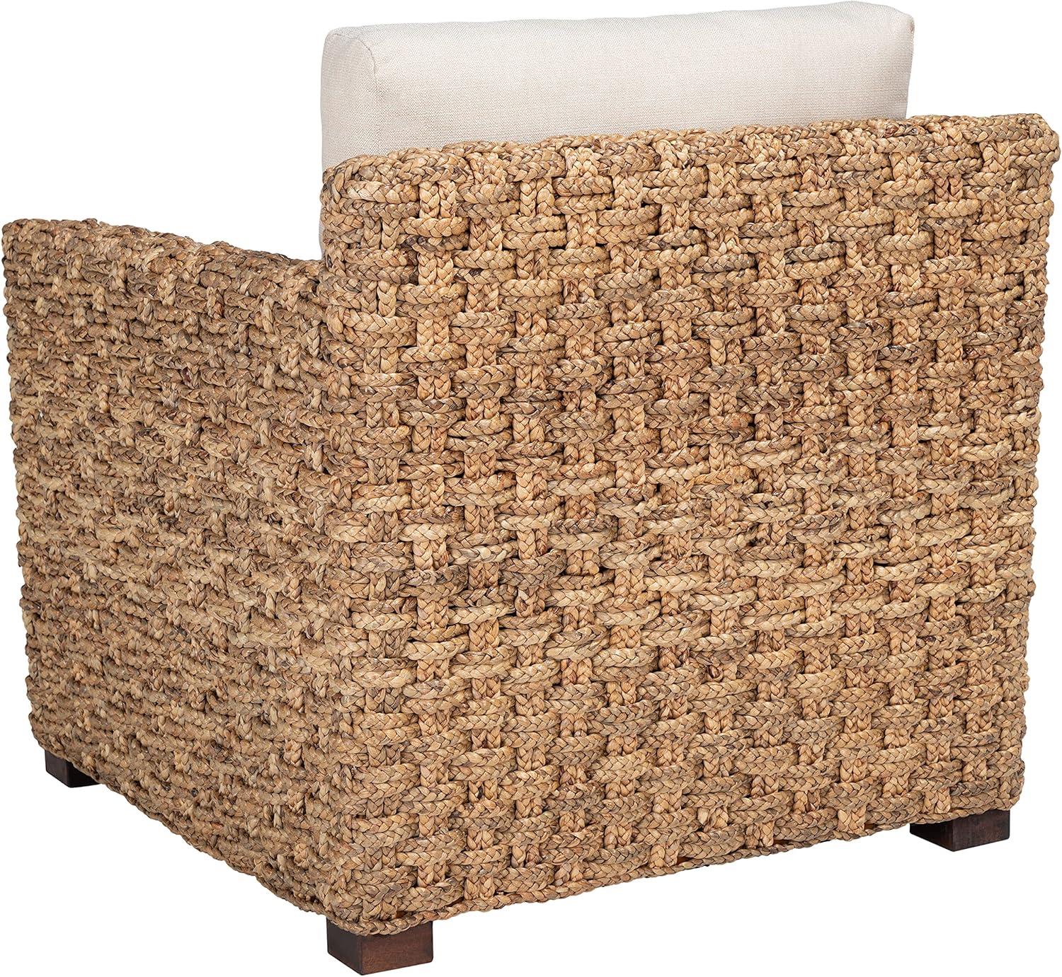 image:imageSAFAVIEH Couture Home Collection Gregory NaturalBeige Cushion Water Hyacinth Accent Chair Fully Assembled
