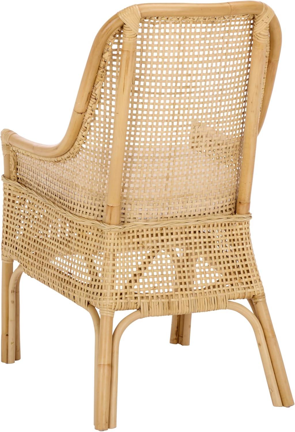 image:imageSAFAVIEH Furniture Alina Dining Chair Light Natural Rattan amp White Cushion Woven Armchair Design Ideal for Dining Room Kitchen 183 Seat Height DCH6511ALight NaturalWhite