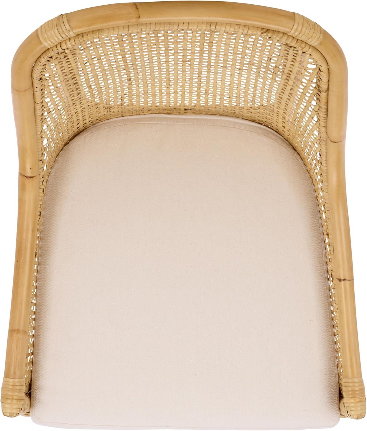 image:imageSAFAVIEH Furniture Alina Dining Chair Light Natural Rattan amp White Cushion Woven Armchair Design Ideal for Dining Room Kitchen 183 Seat Height DCH6511ALight NaturalWhite