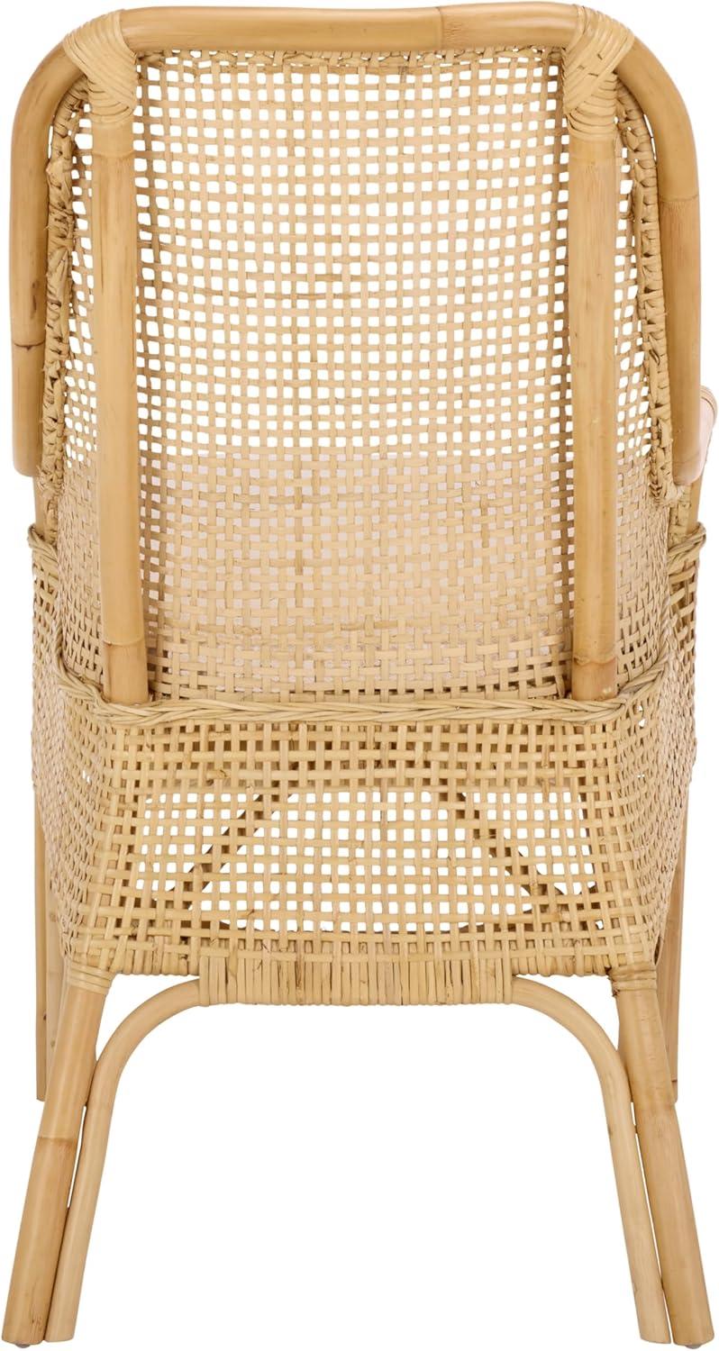 image:imageSAFAVIEH Furniture Alina Dining Chair Light Natural Rattan amp White Cushion Woven Armchair Design Ideal for Dining Room Kitchen 183 Seat Height DCH6511ALight NaturalWhite