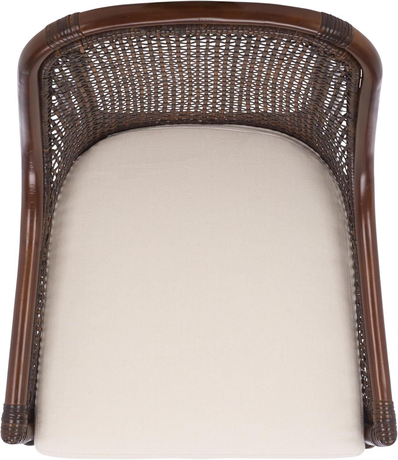 image:imageSAFAVIEH Furniture Alina Dining Chair Light Natural Rattan amp White Cushion Woven Armchair Design Ideal for Dining Room Kitchen 183 Seat Height DCH6511ABrownWhite