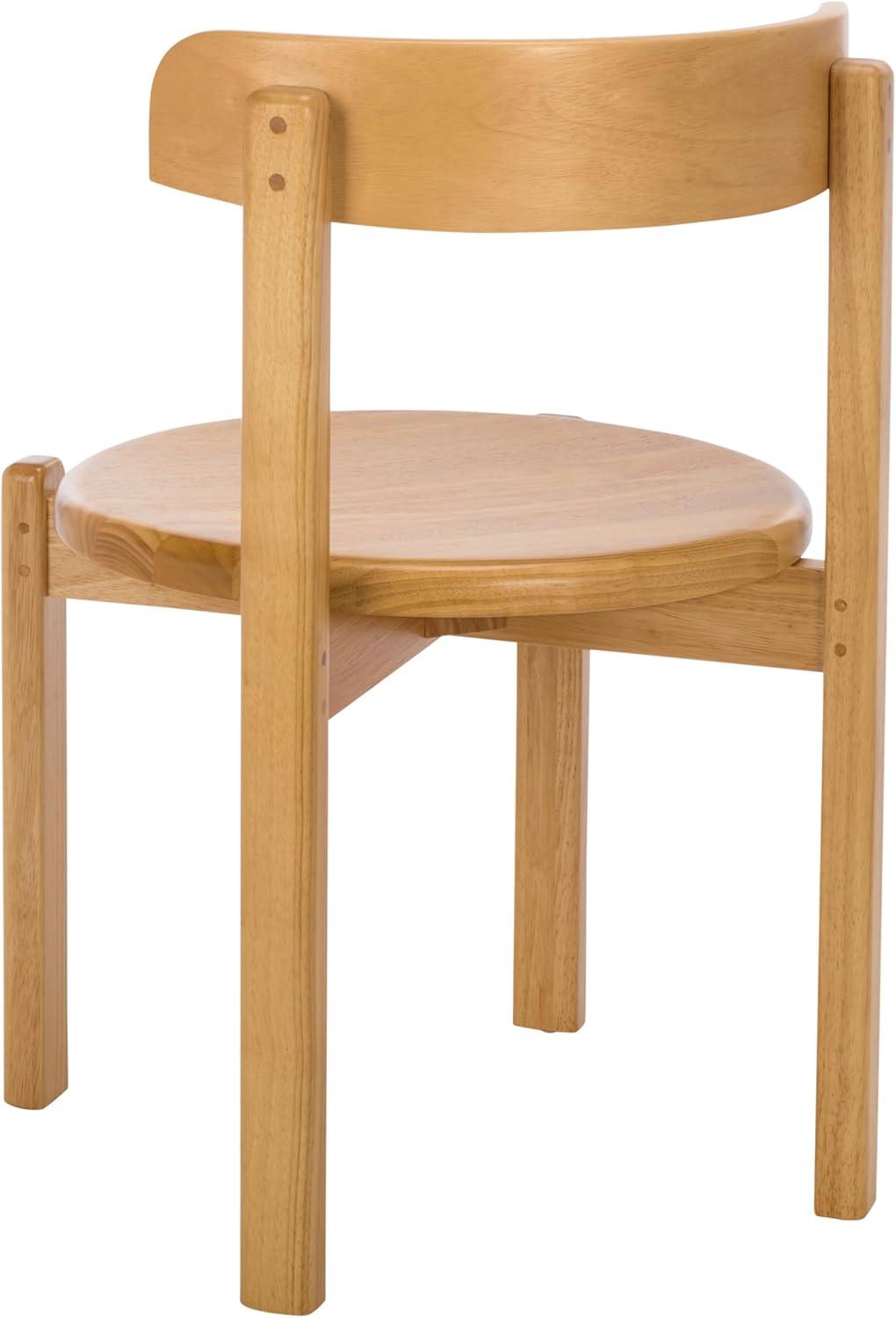 image:imageSAFAVIEH Furniture Calixto Dining Chair Set of 2 Black Solid Wood Round Seat Modern Chair Fully Assembled Ideal for Dining Room Kitchen 19 Seat Height DCH8809BSET2Light Blonde