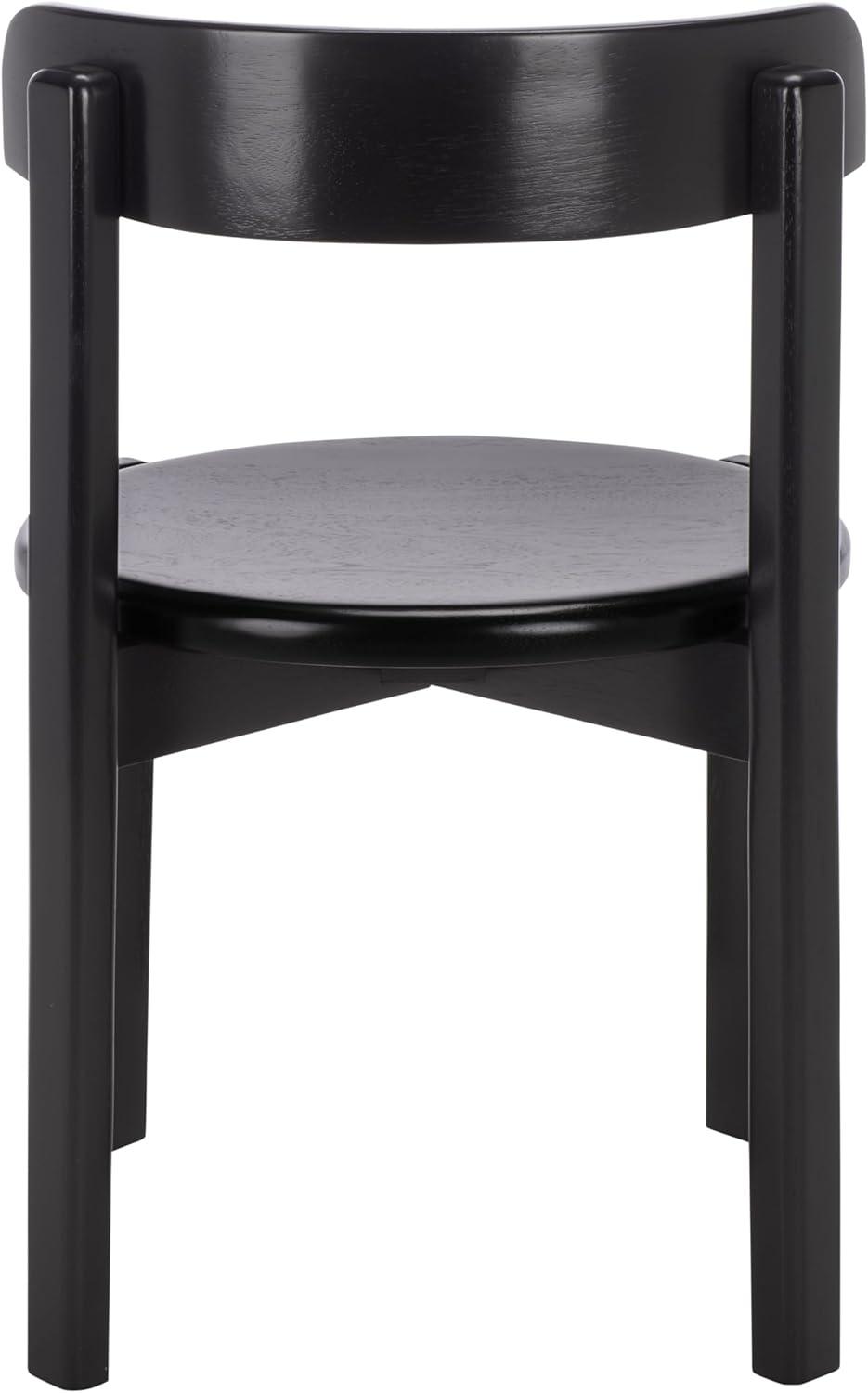 image:imageSAFAVIEH Furniture Calixto Dining Chair Set of 2 Black Solid Wood Round Seat Modern Chair Fully Assembled Ideal for Dining Room Kitchen 19 Seat Height DCH8809BSET2Black