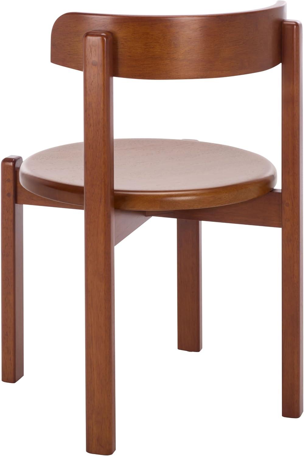 image:imageSAFAVIEH Furniture Calixto Dining Chair Set of 2 Black Solid Wood Round Seat Modern Chair Fully Assembled Ideal for Dining Room Kitchen 19 Seat Height DCH8809BSET2Walnut