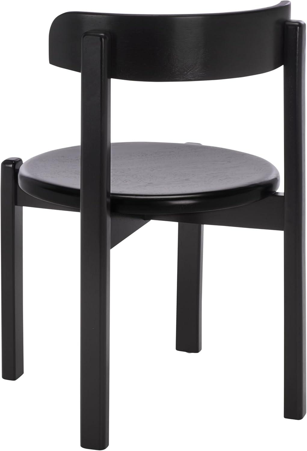 image:imageSAFAVIEH Furniture Calixto Dining Chair Set of 2 Black Solid Wood Round Seat Modern Chair Fully Assembled Ideal for Dining Room Kitchen 19 Seat Height DCH8809BSET2Black