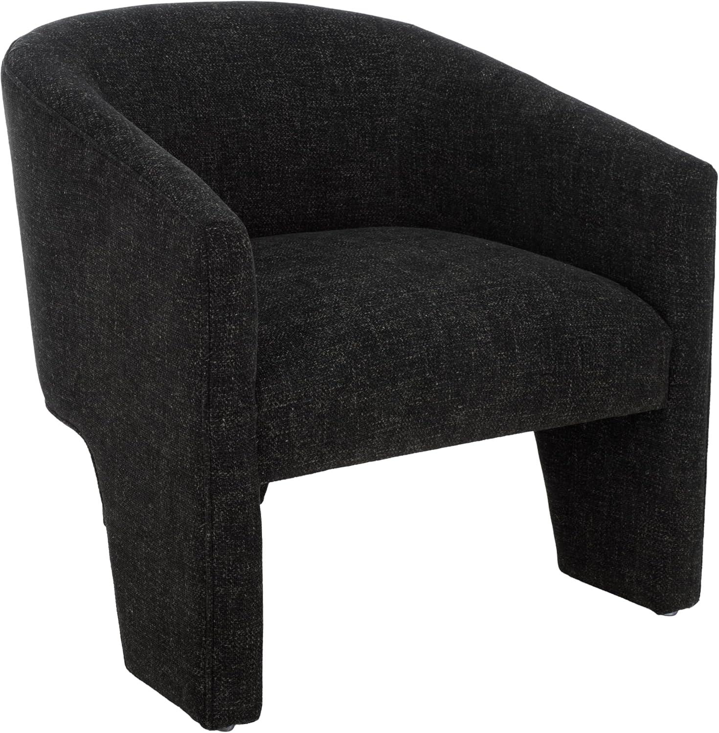 image:imageSAFAVIEH Furniture Lahela Barrel Back Accent Chair Black Upholstered Fabric Fully Assembled Ideal for Living Room Bedroom Dining Space 183 Seat Height ACH3402BBlack