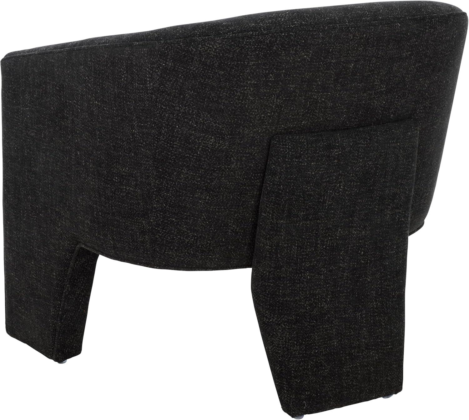 image:imageSAFAVIEH Furniture Lahela Barrel Back Accent Chair Black Upholstered Fabric Fully Assembled Ideal for Living Room Bedroom Dining Space 183 Seat Height ACH3402BBlack