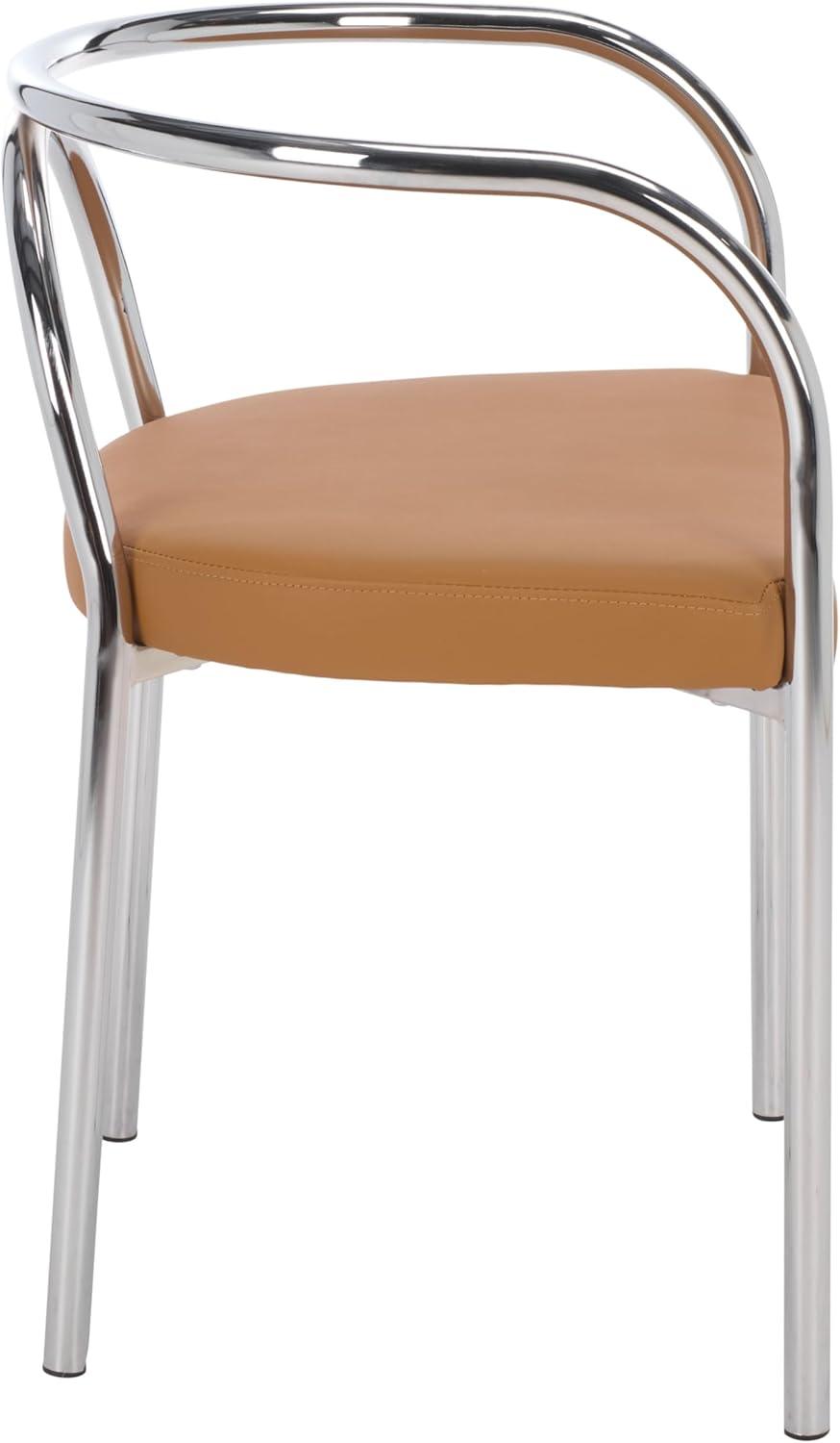 image:imageSAFAVIEH Furniture Nexus Dining Chair Cognac Faux Leather amp Chrome Finish Fully Assembled Ideal for Dining Room Kitchen 187 Seat Height DCH1103ACognacChrome