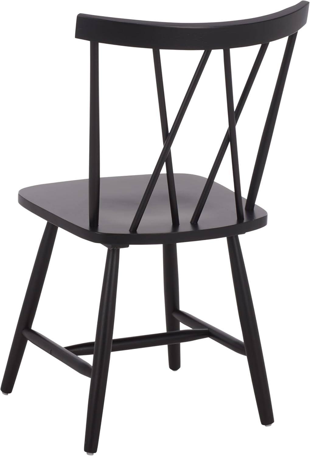 image:imageSAFAVIEH Furniture Tayten Dining Chair Set of 2 Matte Black Solid Wood Windsor Style Spindle Back Chair Ideal for Dining Room Kitchen 177 Seat Height DCH8502CSET2