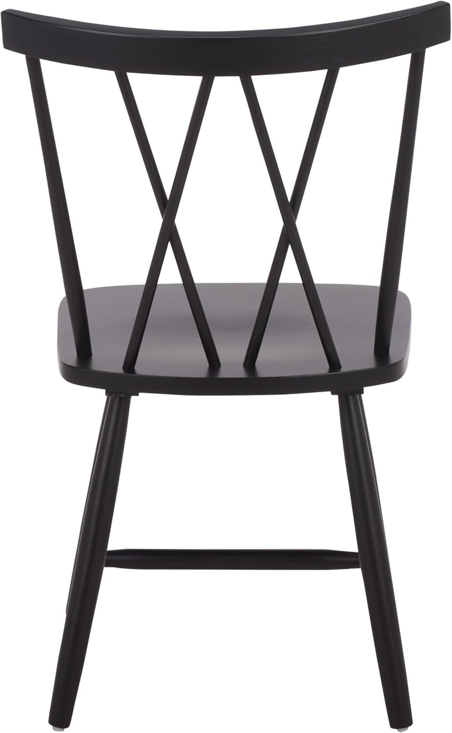 image:imageSAFAVIEH Furniture Tayten Dining Chair Set of 2 Matte Black Solid Wood Windsor Style Spindle Back Chair Ideal for Dining Room Kitchen 177 Seat Height DCH8502CSET2