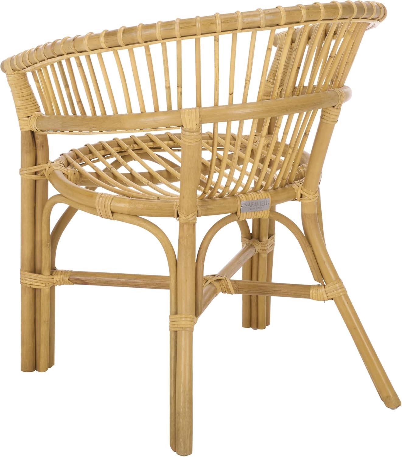 image:imageSAFAVIEH Furniture Varvara Woven Accent Chair Natural Rattan Fully Assembled Ideal for Living Room Bedroom Dining Space 16 Seat Height ACH9905ANatural