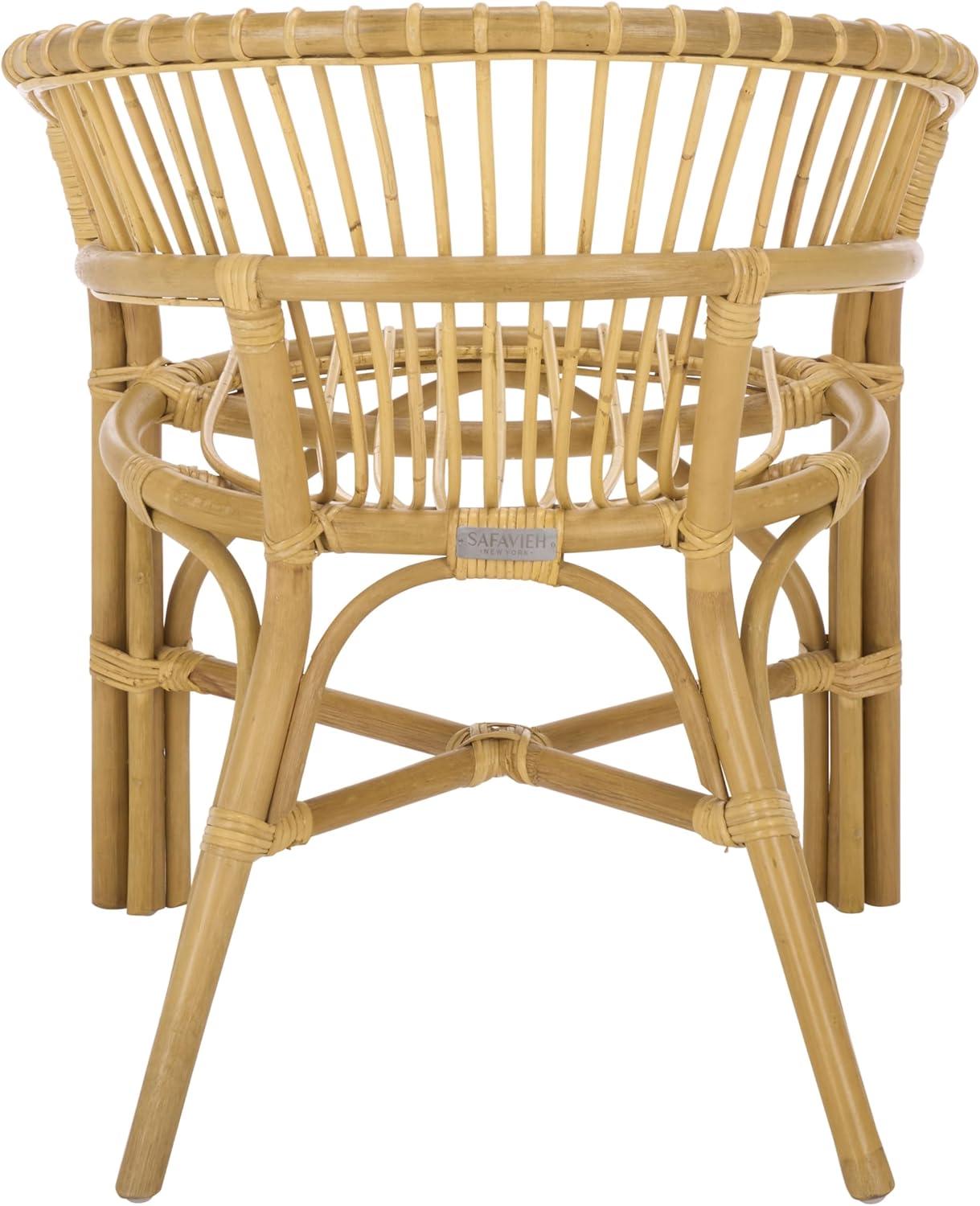 image:imageSAFAVIEH Furniture Varvara Woven Accent Chair Natural Rattan Fully Assembled Ideal for Living Room Bedroom Dining Space 16 Seat Height ACH9905ANatural