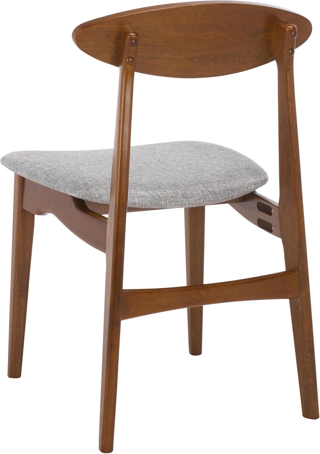 image:imageSAFAVIEH Furniture Yamato Dining Chair Set of 2 Brown Solid Wood amp Grey Upholstered Cushion Ideal for Dining Room Kitchen 18 Seat Height DCH3600ASET2BrownGrey