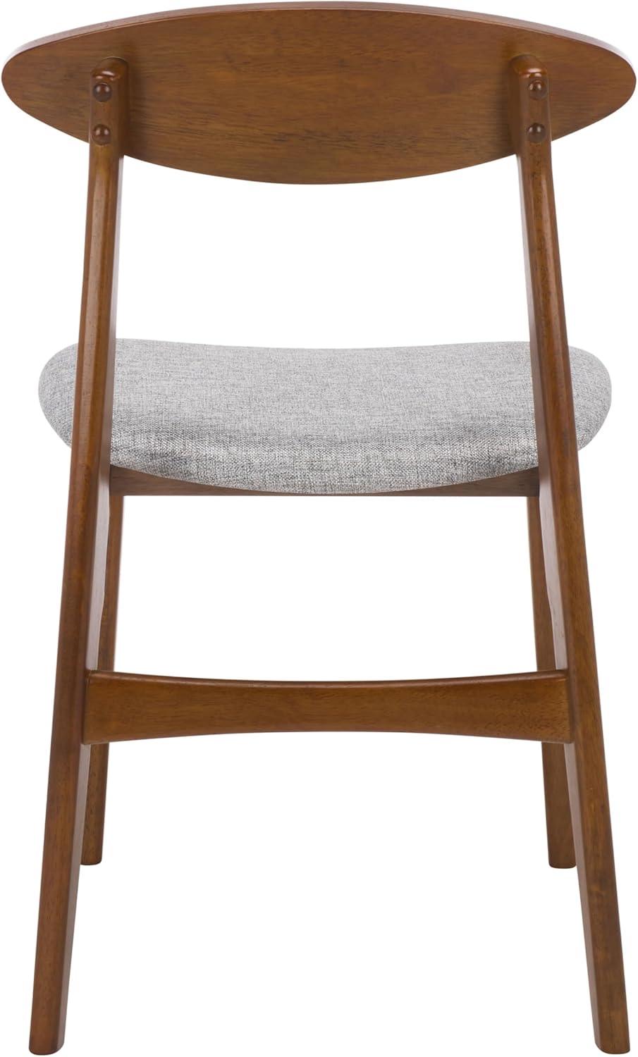 image:imageSAFAVIEH Furniture Yamato Dining Chair Set of 2 Brown Solid Wood amp Grey Upholstered Cushion Ideal for Dining Room Kitchen 18 Seat Height DCH3600ASET2BrownGrey