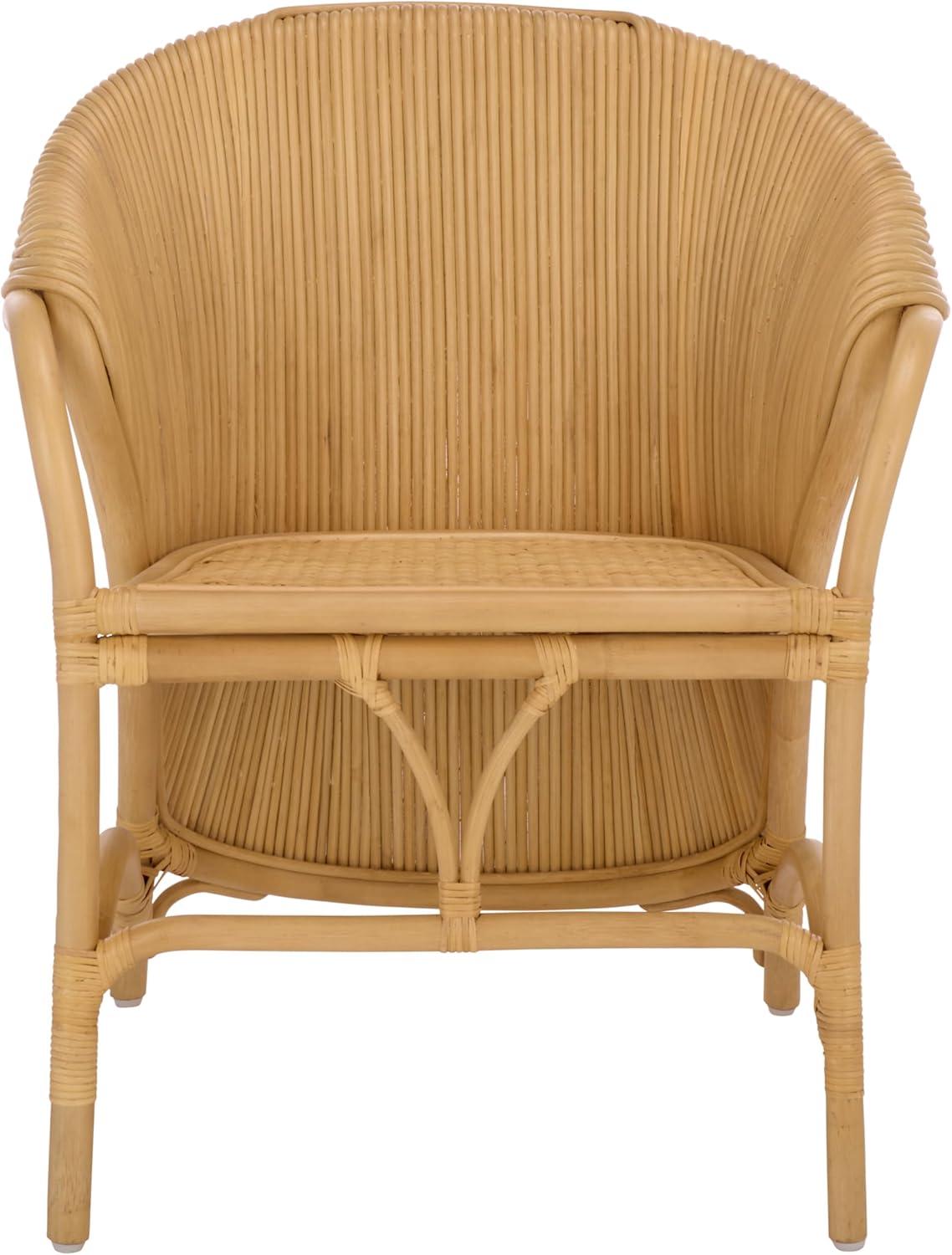 image:imageSAFAVIEH Home Collection Alyona Natural Rattan Arm Chair Sculptural Design Tropical Coastal Accent Seating Fully Assembled ACH6700ANatural