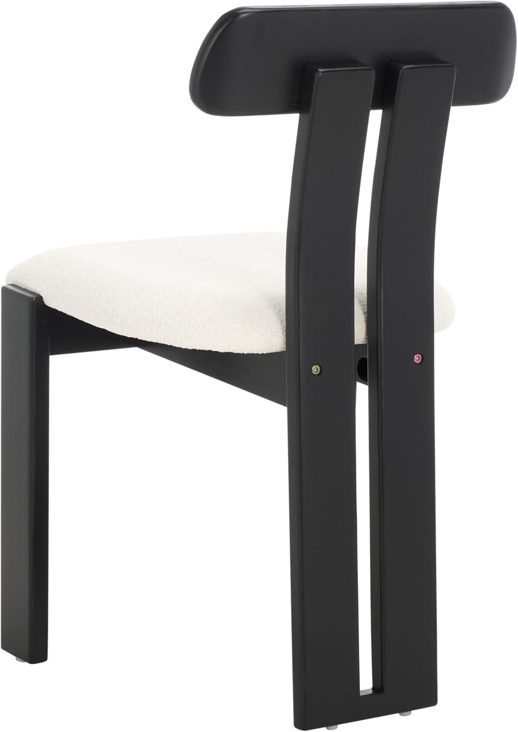 image:imageSAFAVIEH Home Collection Cayde MidCentury Modern Black Solid Wood Upholstered Dining Chair with Cream Boucle Seat DCH8806ECreamBlack