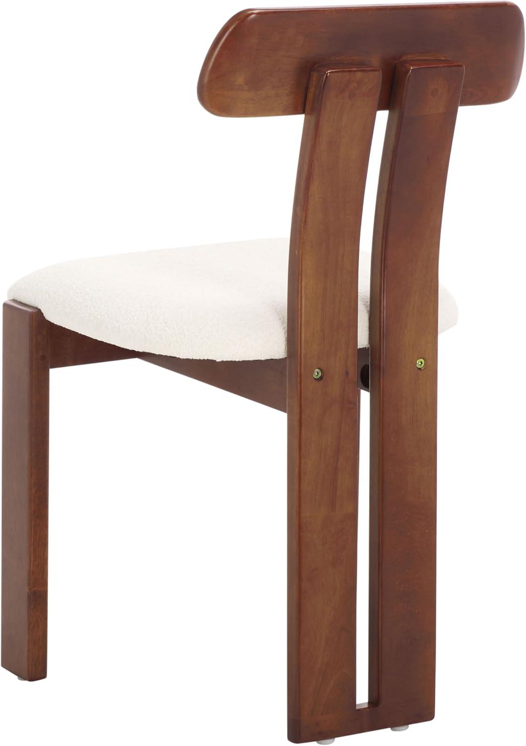 image:imageSAFAVIEH Home Collection Cayde MidCentury Modern Black Solid Wood Upholstered Dining Chair with Cream Boucle Seat DCH8806ECreamWalnut