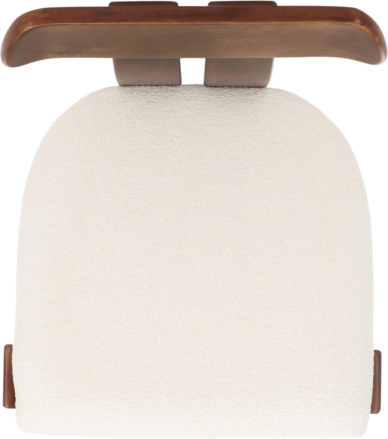 image:imageSAFAVIEH Home Collection Cayde MidCentury Modern Black Solid Wood Upholstered Dining Chair with Cream Boucle Seat DCH8806ECreamWalnut