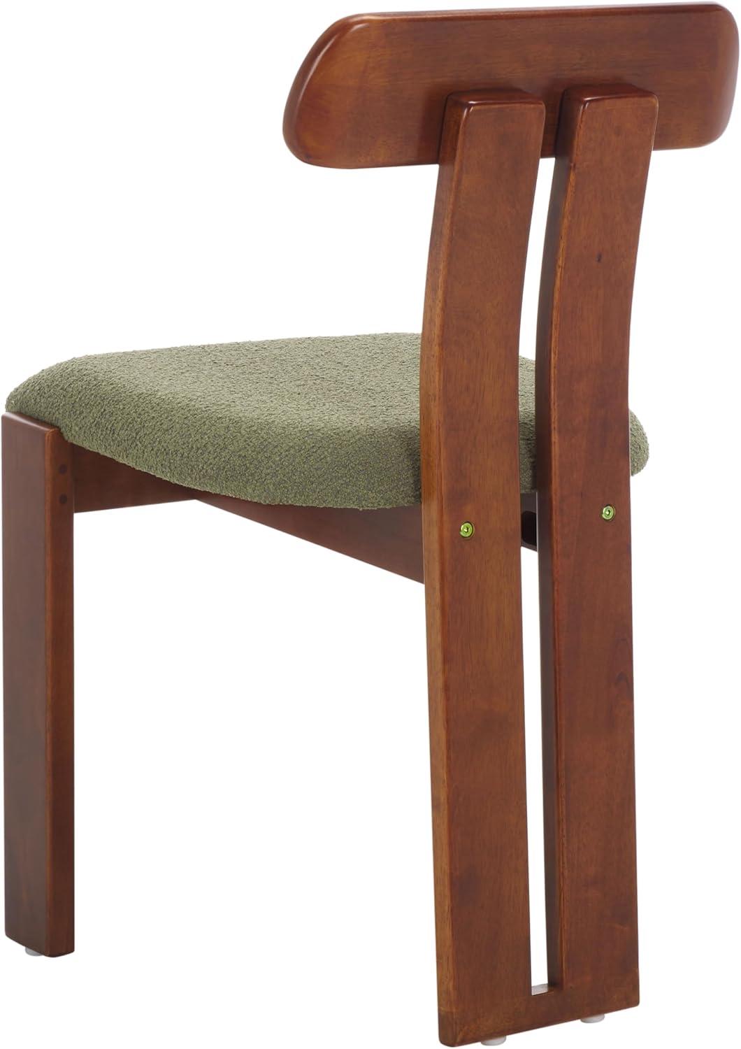 image:imageSAFAVIEH Home Collection Cayde MidCentury Modern Black Solid Wood Upholstered Dining Chair with Cream Boucle Seat DCH8806ESageWalnut