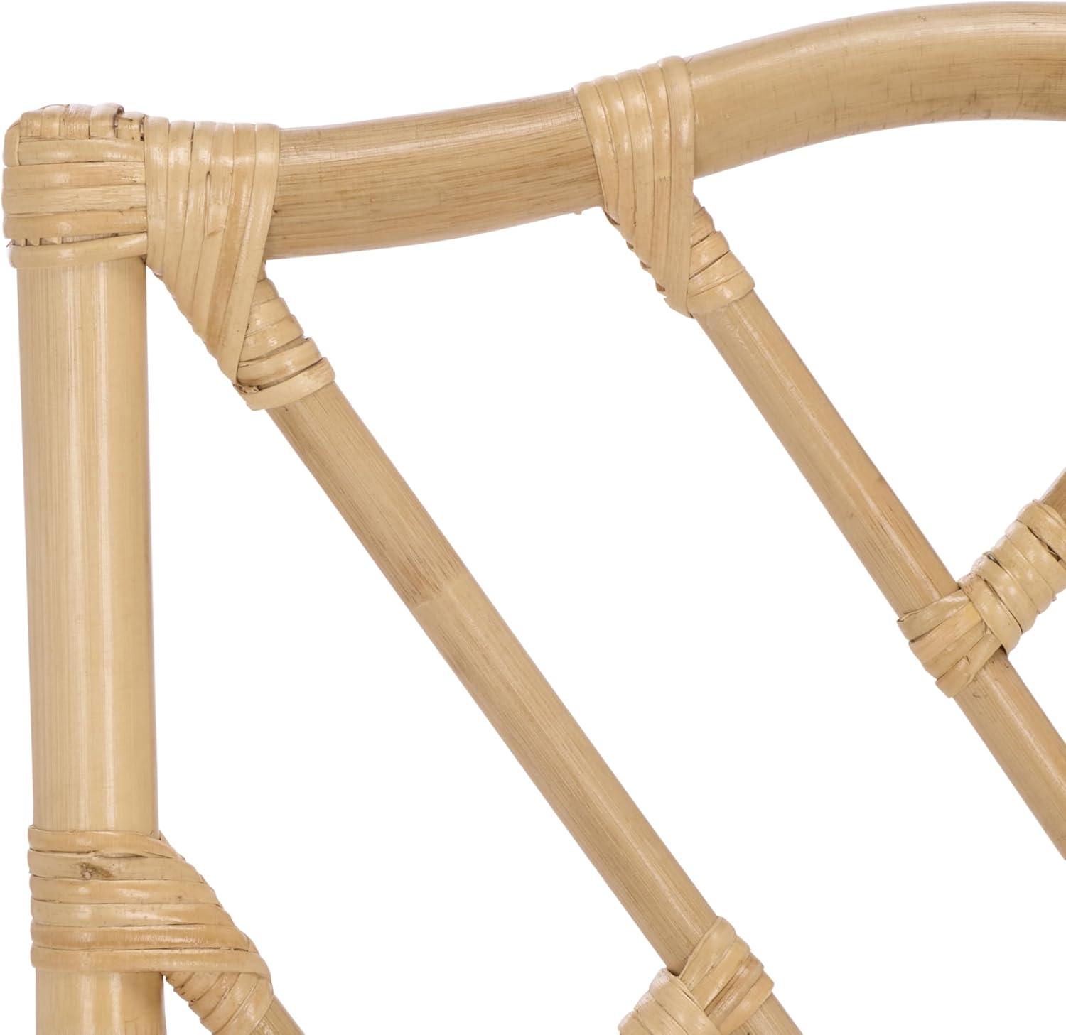 image:imageSAFAVIEH Home Collection Chadale Rattan Dining Chair Set of 2 Natural amp Cream Upholstered Seat Coastal Boho Accent Chairs Fully Assembled SEA8037ANaturalCream