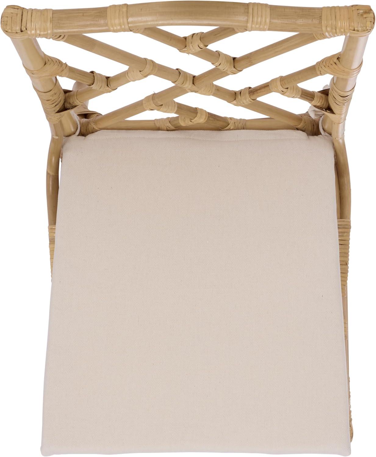 image:imageSAFAVIEH Home Collection Chadale Rattan Dining Chair Set of 2 Natural amp Cream Upholstered Seat Coastal Boho Accent Chairs Fully Assembled SEA8037ANaturalCream