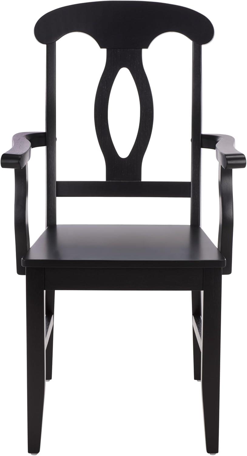 image:imageSAFAVIEH Home Collection Hannelore Solid Wood Dining Arm Chair Dark Oak Finish Classic Transitional Seating Design DCH6907ABlack