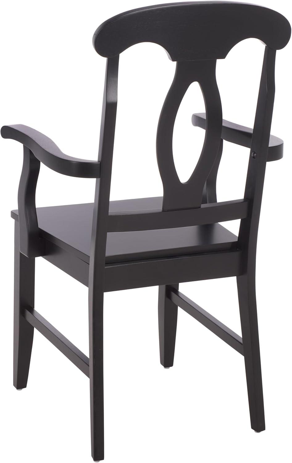 image:imageSAFAVIEH Home Collection Hannelore Solid Wood Dining Arm Chair Dark Oak Finish Classic Transitional Seating Design DCH6907ABlack