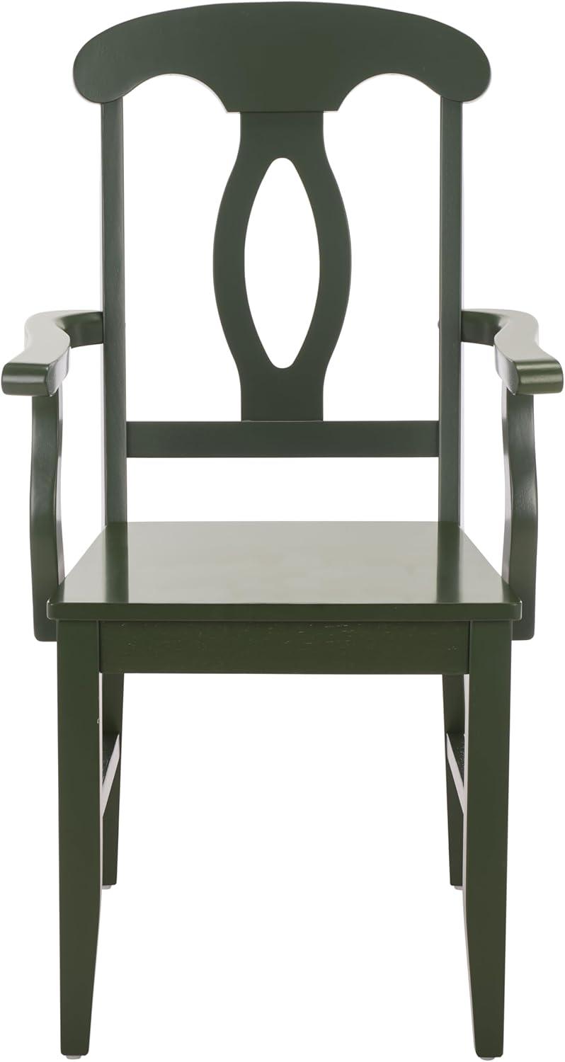 image:imageSAFAVIEH Home Collection Hannelore Solid Wood Dining Arm Chair Dark Oak Finish Classic Transitional Seating Design DCH6907ADark Green