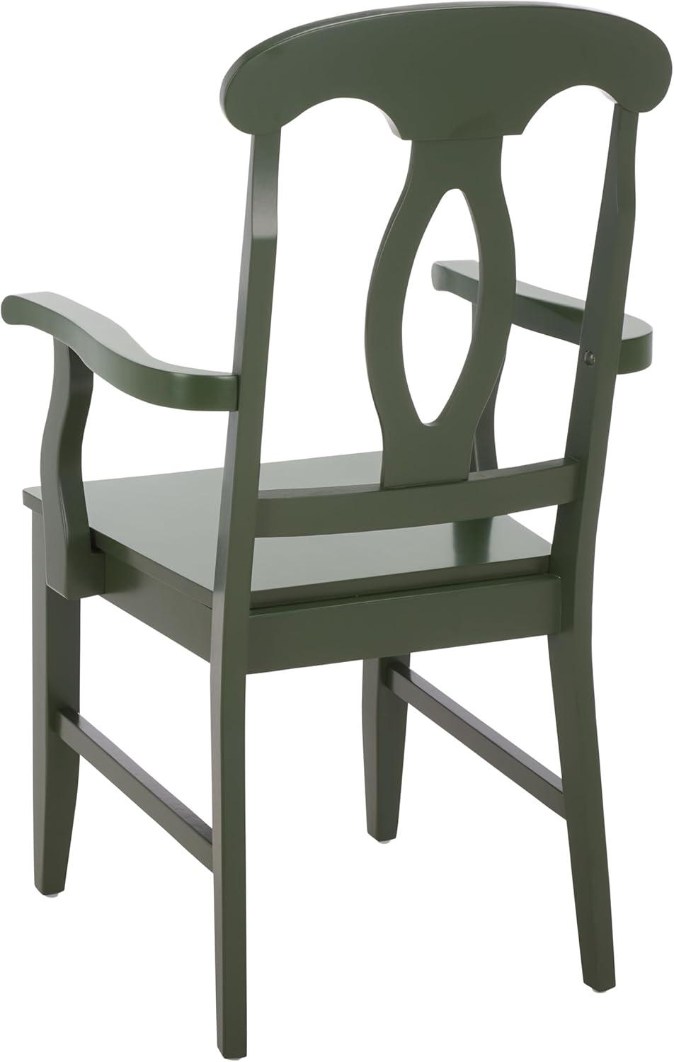 image:imageSAFAVIEH Home Collection Hannelore Solid Wood Dining Arm Chair Dark Oak Finish Classic Transitional Seating Design DCH6907ADark Green