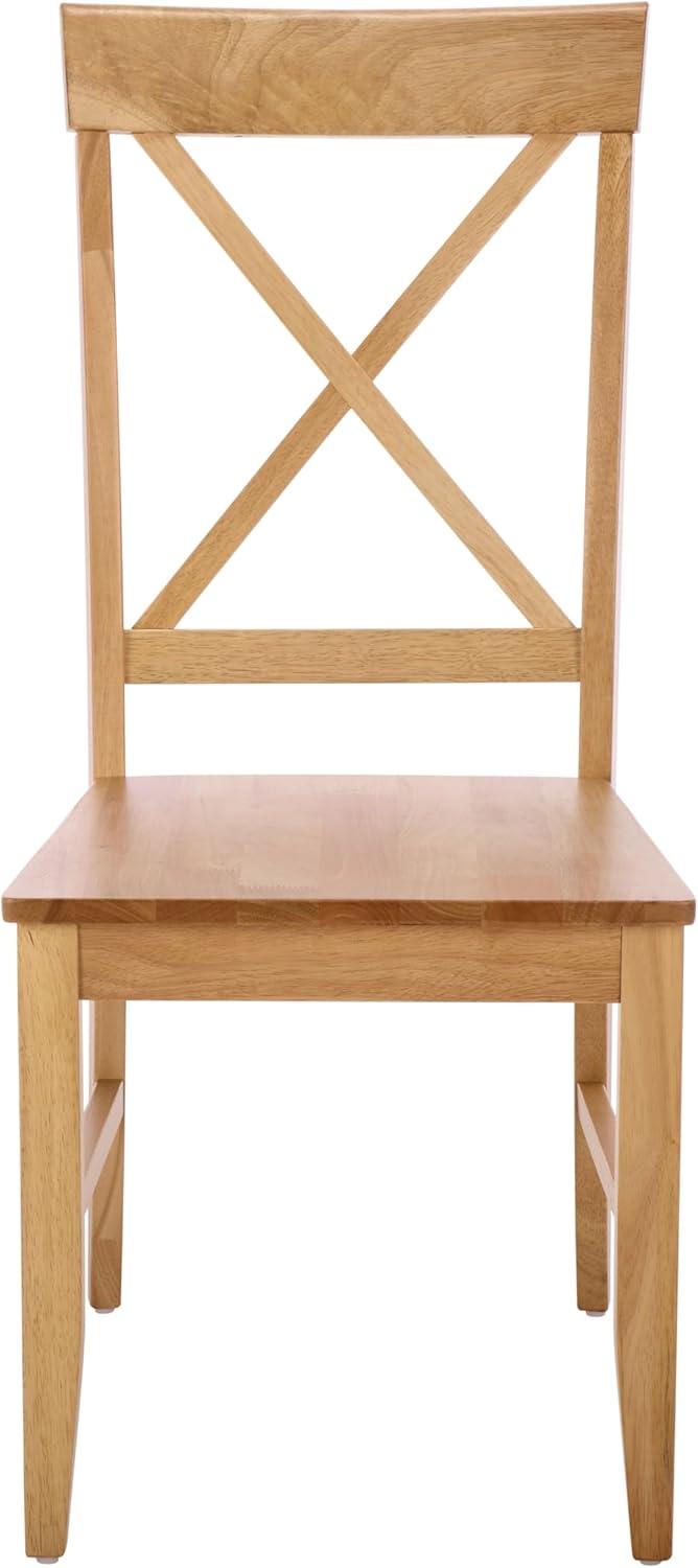 image:imageSAFAVIEH Home Collection Ksenia XBack Dining Side Chair Solid Wood Black Finish Farmhouse Classic DCH6902ELight Oak